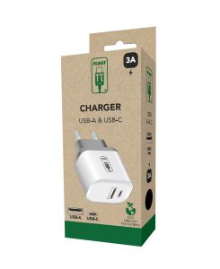Chargeur 220 v to 1 USB-A + 1 USB-C