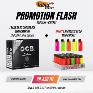 Promo Flash 1 boite OCB slim + 50 mini Cricket offerts