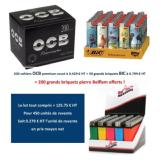 Lot 200 OCB premium + 50 grands BIC décors Fun + 200 grands briquets Belflam offerts